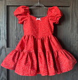 Red and white dots dress