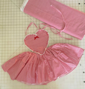 Candy stripes heart pinny